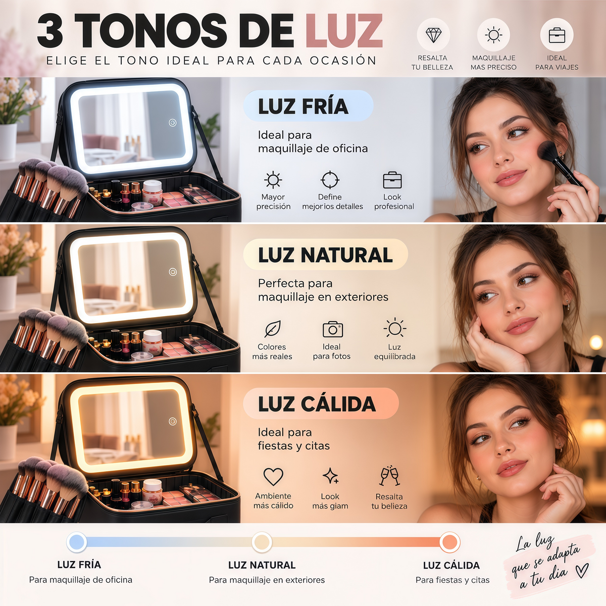 Caja de Maquillaje con Espejo LED