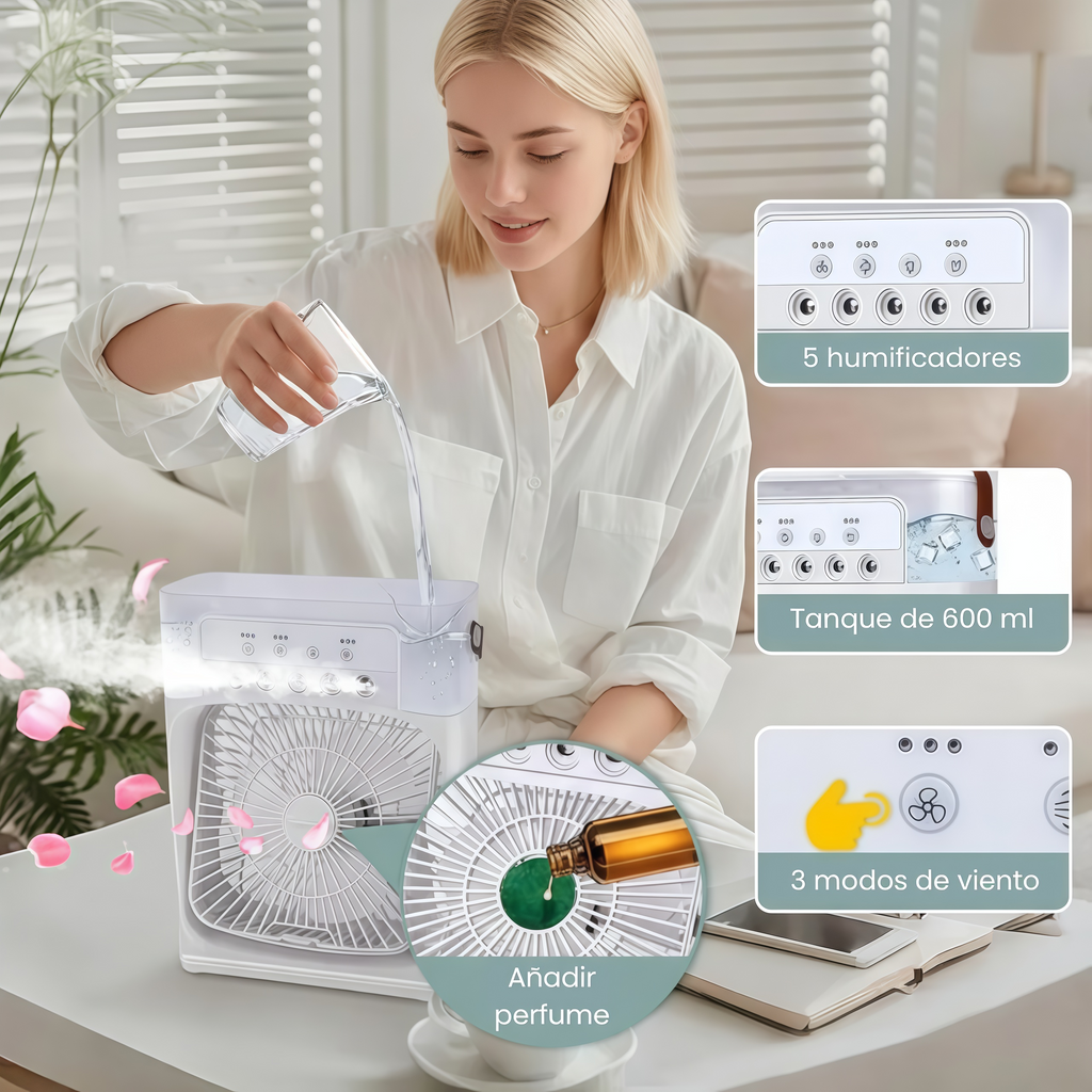 Mini ventilador humidificador