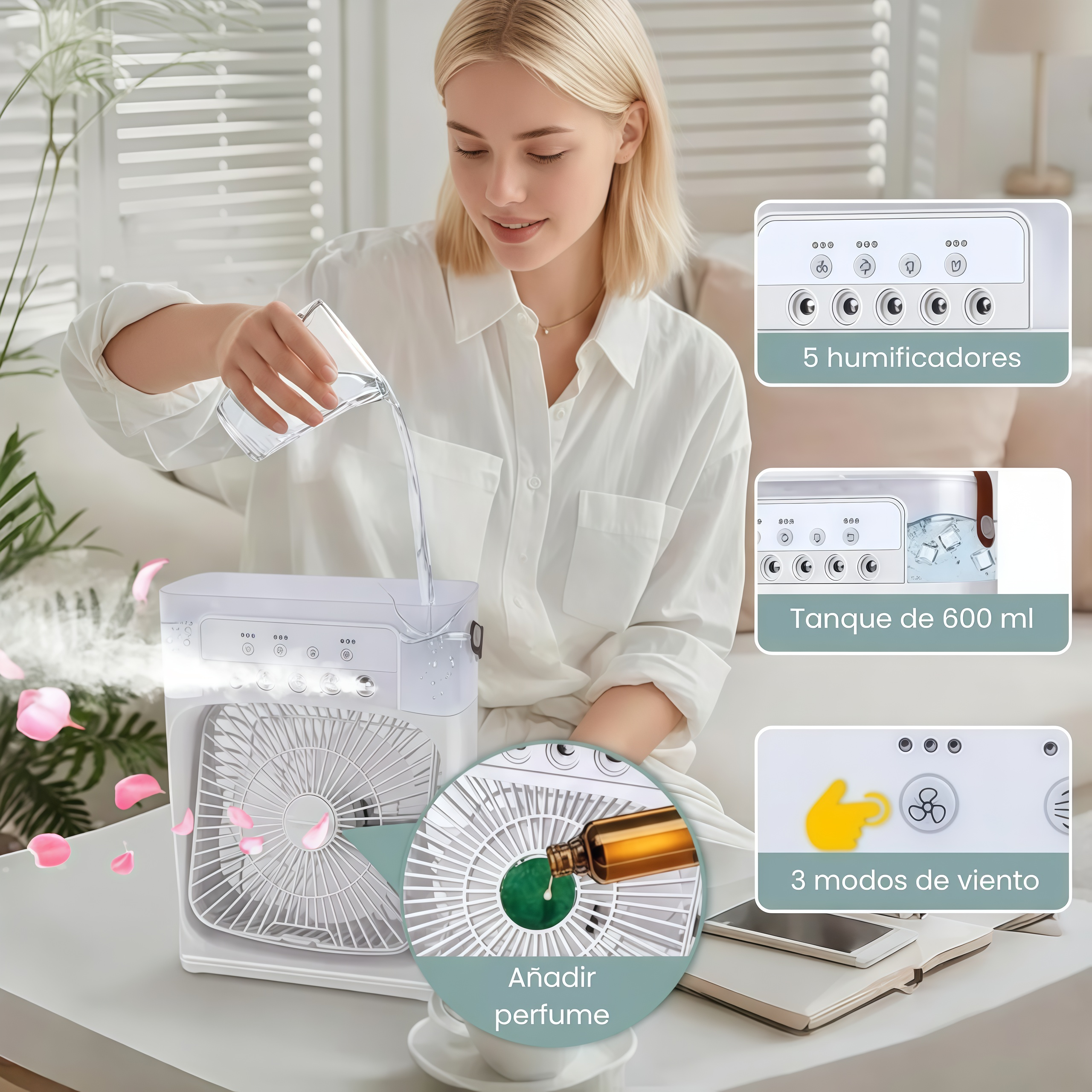 Mini ventilador humidificador