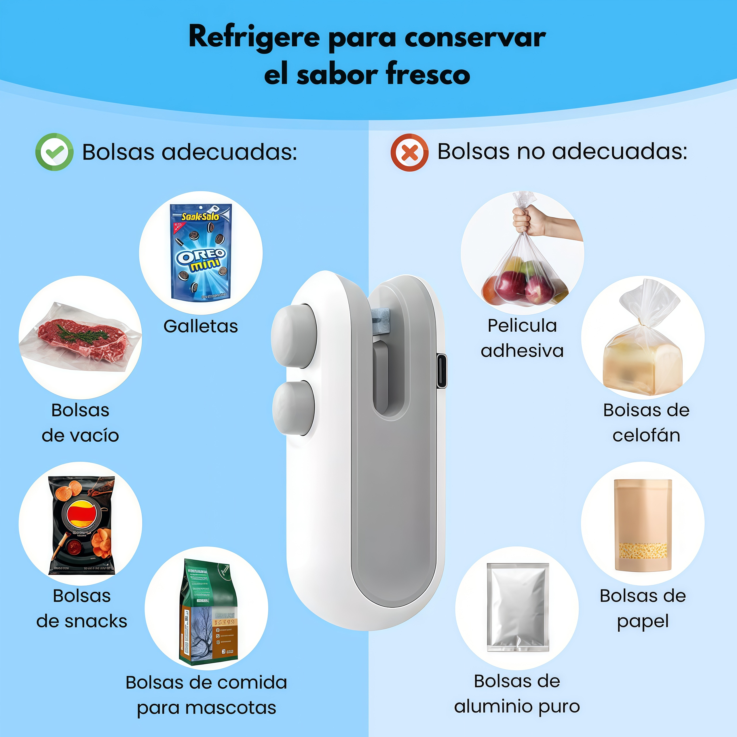 Mini sellador de bolsas
